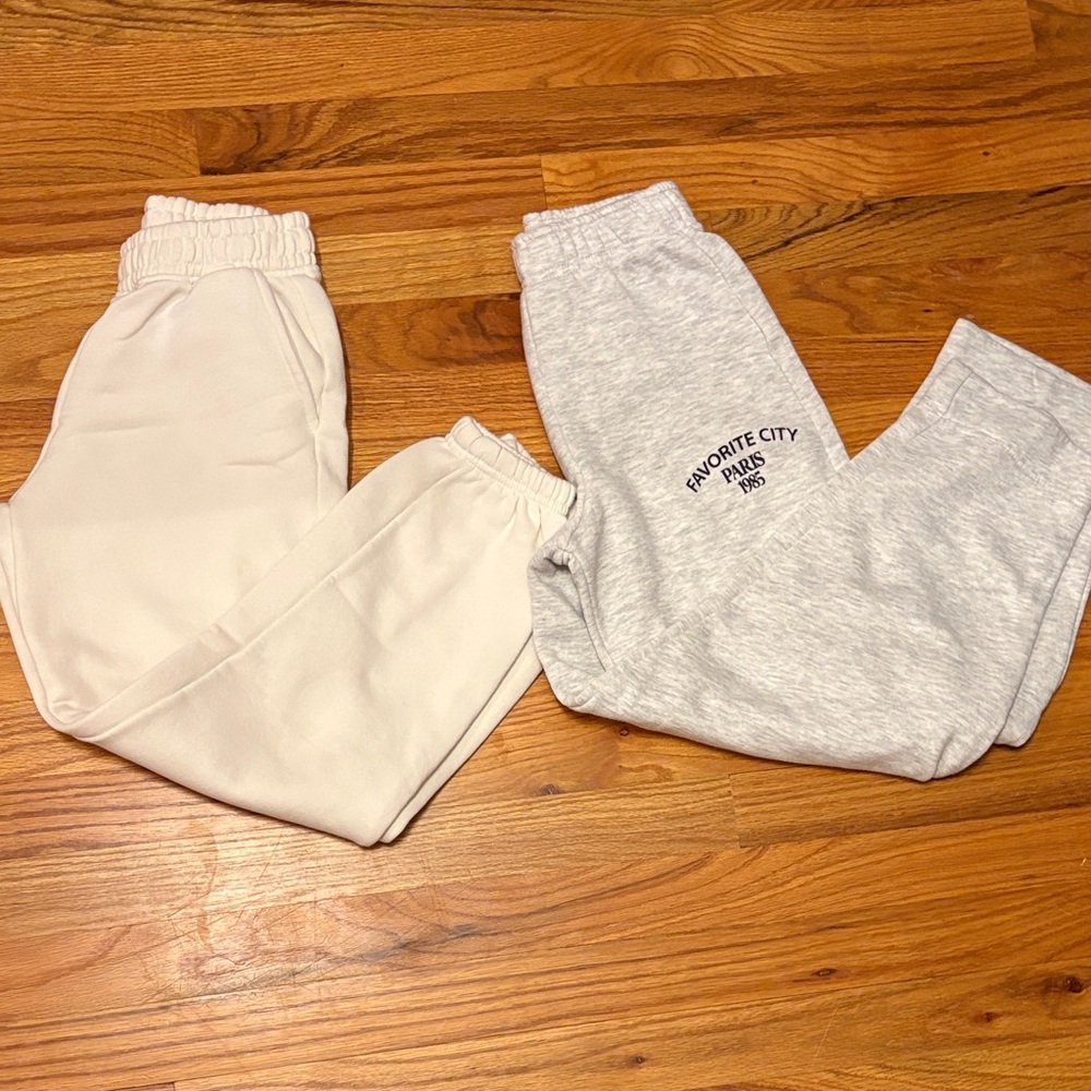 Zara Kids' Cream and Gray Joggers